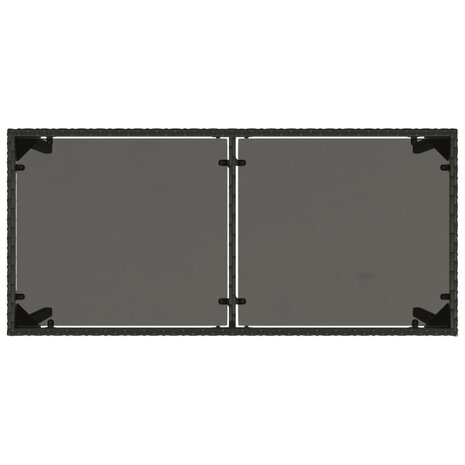 Tuintafel met glazen blad 115x54x74 cm poly rattan zwart 7
