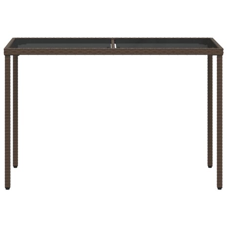 Tuintafel met glazen blad 115x54x74 cm poly rattan bruin 4