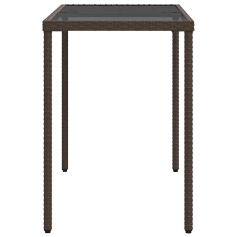 Tuintafel met glazen blad 115x54x74 cm poly rattan bruin 5