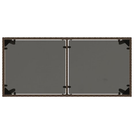 Tuintafel met glazen blad 115x54x74 cm poly rattan bruin 7