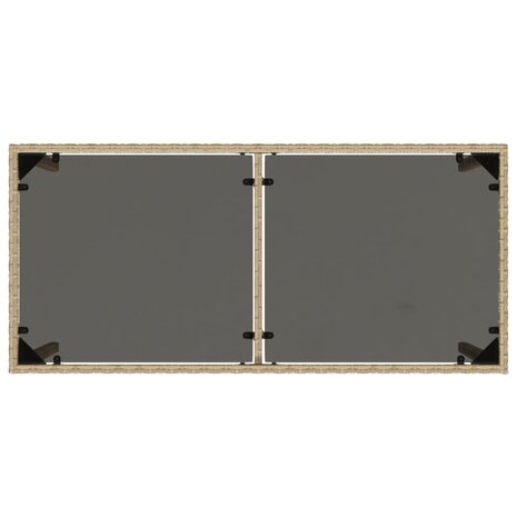 Tuintafel met glazen blad 115x54x74 cm poly rattan beige 7