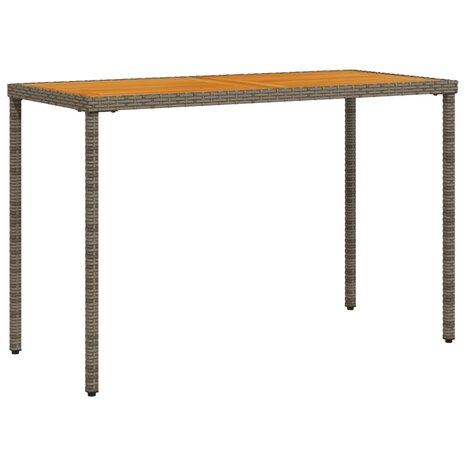 Tuintafel met acaciahouten blad 115x54x74 cm poly rattan grijs 2