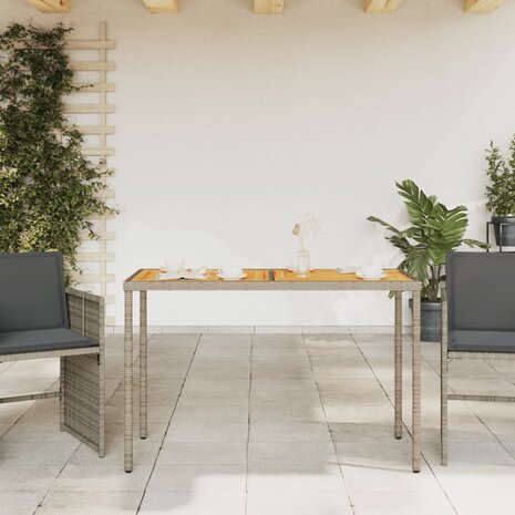 Tuintafel met acaciahouten blad 115x54x74 cm poly rattan grijs 3
