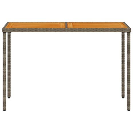 Tuintafel met acaciahouten blad 115x54x74 cm poly rattan grijs 4