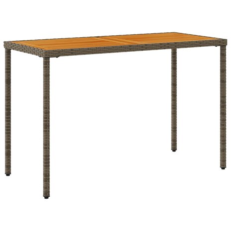Tuintafel met acaciahouten blad 115x54x74 cm poly rattan grijs 6