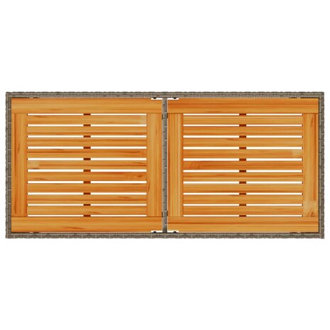 Tuintafel met acaciahouten blad 115x54x74 cm poly rattan grijs 7