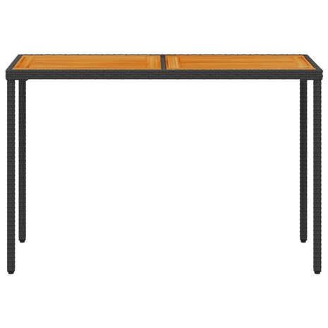 Tuintafel met acaciahouten blad 115x54x74 cm poly rattan zwart 4