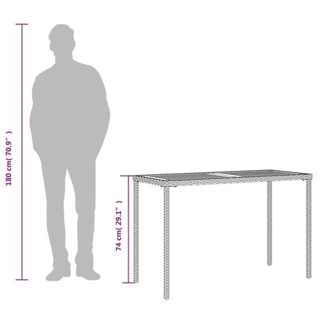 Tuintafel met acaciahouten blad 115x54x74 cm poly rattan zwart 9