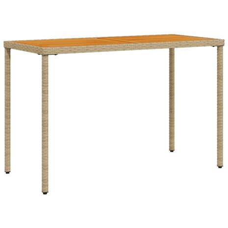 Tuintafel met acaciahouten blad 115x54x74 cm poly rattan beige 2