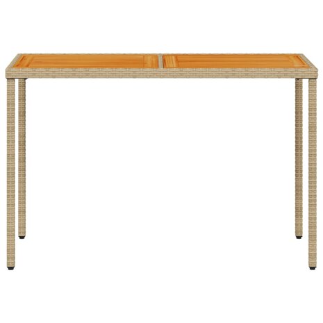 Tuintafel met acaciahouten blad 115x54x74 cm poly rattan beige 4