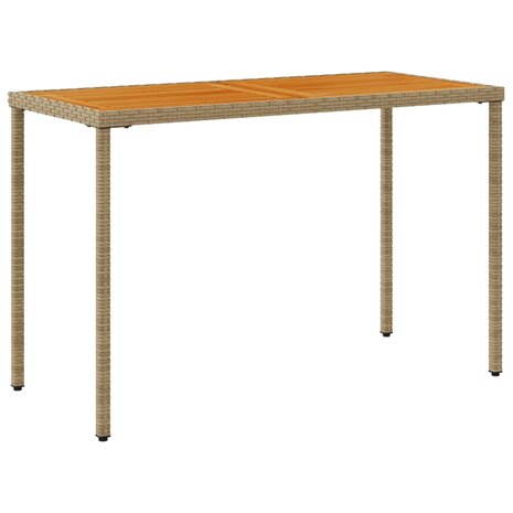 Tuintafel met acaciahouten blad 115x54x74 cm poly rattan beige 6