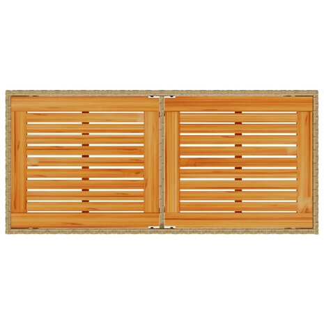 Tuintafel met acaciahouten blad 115x54x74 cm poly rattan beige 7