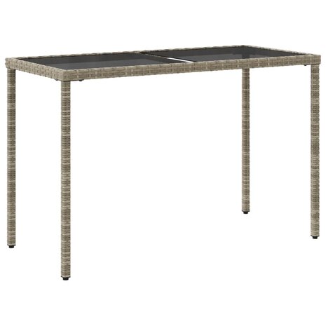Tuintafel met glazen blad 115x54x74 cm poly rattan lichtgrijs 6
