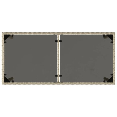 Tuintafel met glazen blad 115x54x74 cm poly rattan lichtgrijs 7