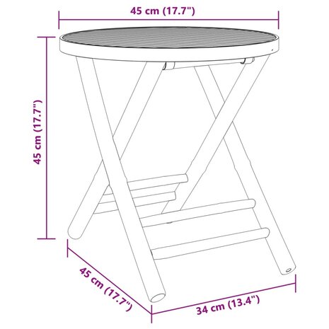 Tuintafel inklapbaar Ø 45x45 cm bamboe 8