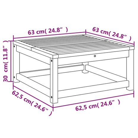 Tuintafel 63x63x30 cm massief acaciahout 8