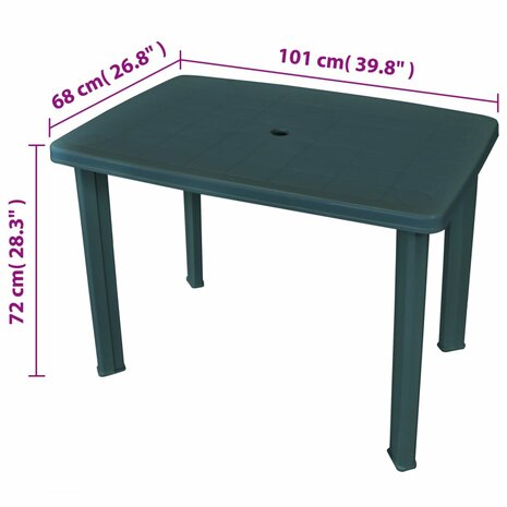 Tuintafel 101x68x72 cm kunststof groen 5