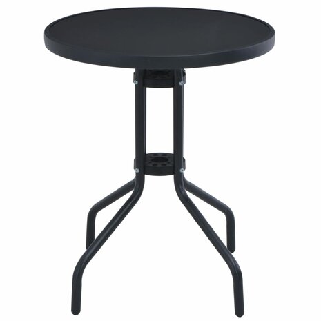Tuintafel 60 cm staal en glas zwart 2