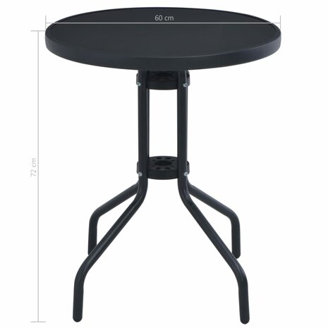 Tuintafel 60 cm staal en glas zwart 4