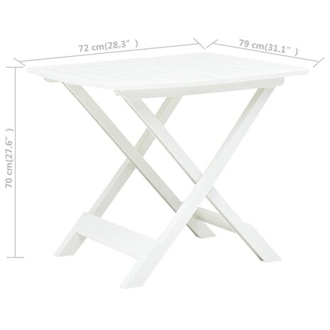 Tuintafel inklapbaar 79x72x70 cm kunststof wit  6