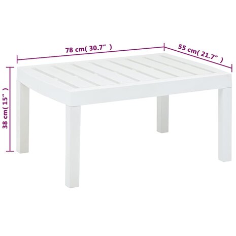 Tuintafel 78x55x38 cm kunststof wit 5