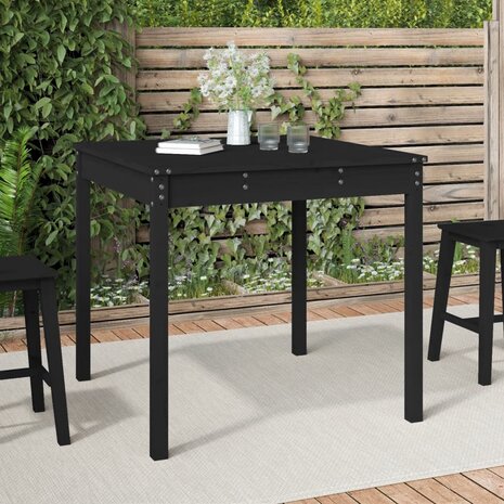 Tuintafel 82,5x82,5x76 cm massief grenenhout zwart 1