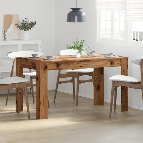 Eettafel 140x74,5x76 cm bewerkt hout oud houtkleurig 3
