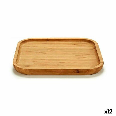 Snackdienblad Vierkant Bruin Bamboe 20 x 1,5 x 20 cm (12 Stuks) 1