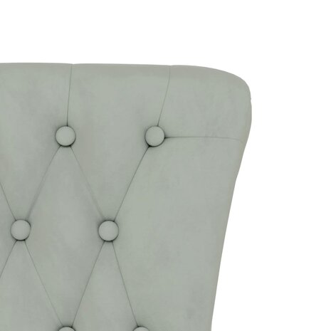 Stoel hoge rugleuning met knopen fluweel lichtgrijs 6