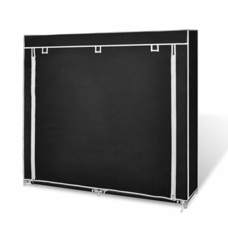 Schoenenkast met hoes 115x28x110 stof zwart  4