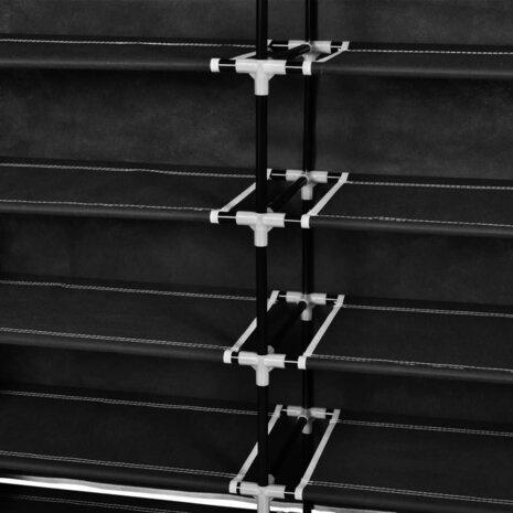 Schoenenkast met hoes 115x28x110 stof zwart  6