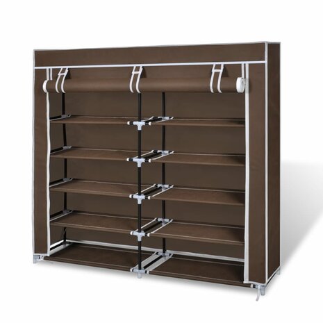 Schoenenkast met hoes 115x28x110 stof bruin  1