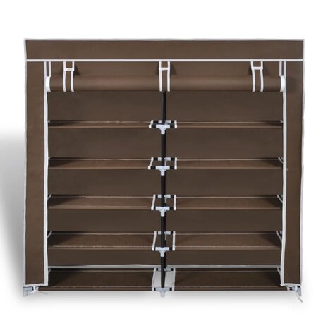 Schoenenkast met hoes 115x28x110 stof bruin  2