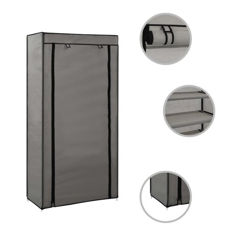 Schoenenkast met hoes 58x28x106 cm stof grijs 2
