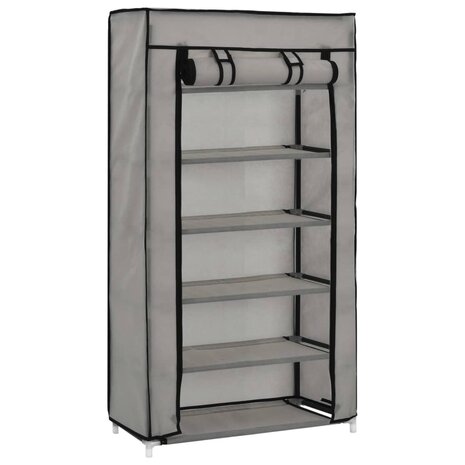 Schoenenkast met hoes 58x28x106 cm stof grijs 3