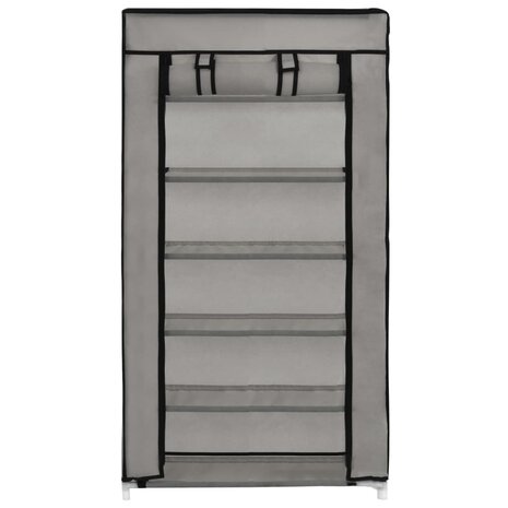 Schoenenkast met hoes 58x28x106 cm stof grijs 5