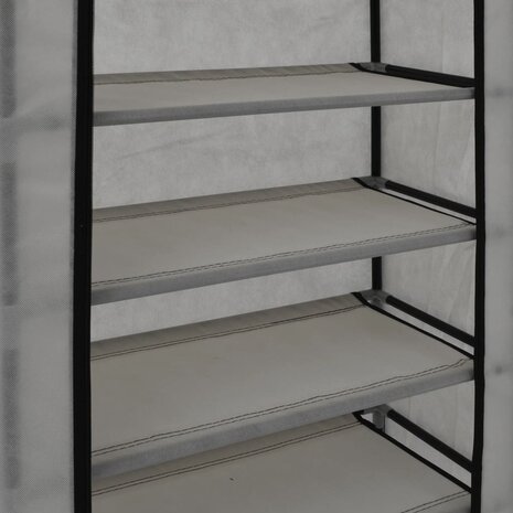 Schoenenkast met hoes 58x28x106 cm stof grijs 7