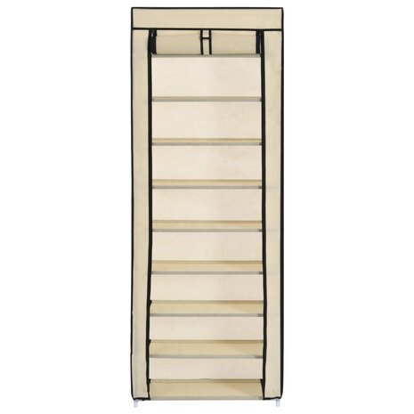 Schoenenkast met hoes 57x29x162 cm stof crème 2