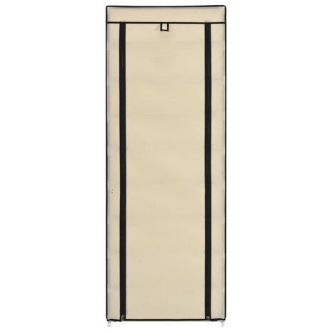 Schoenenkast met hoes 57x29x162 cm stof crème 4