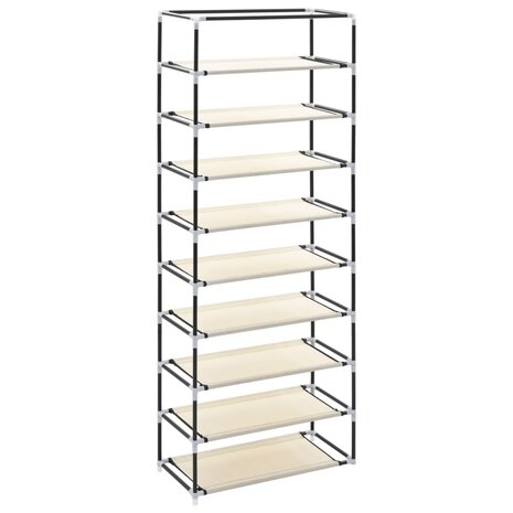 Schoenenkast met hoes 57x29x162 cm stof crème 7