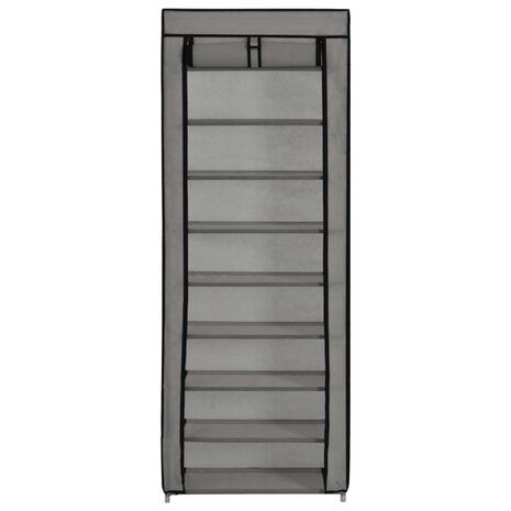Schoenenkast met hoes 57x29x162 cm stof grijs 2