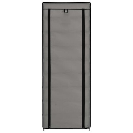 Schoenenkast met hoes 57x29x162 cm stof grijs 4
