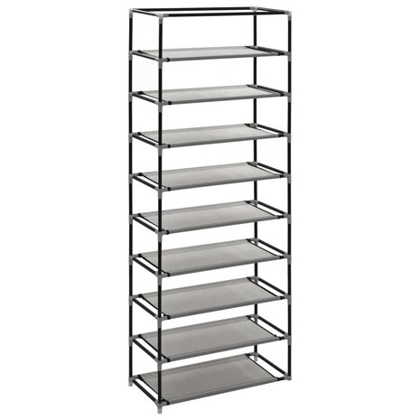 Schoenenkast met hoes 57x29x162 cm stof grijs 9