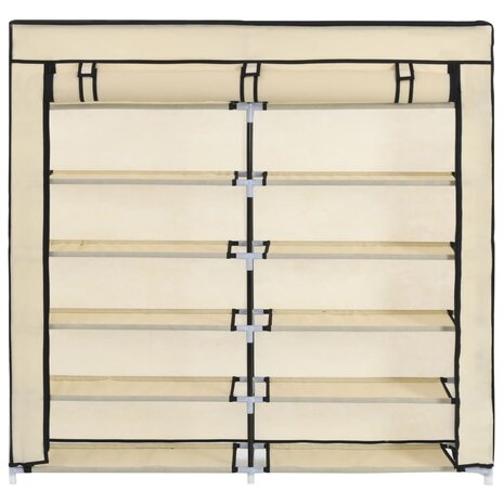 Schoenenkast met hoes 115x28x110 cm stof crème 5