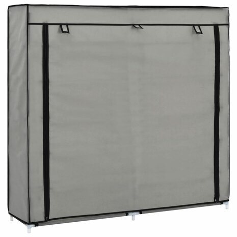 Schoenenkast met hoes 115x28x110 cm stof grijs 1