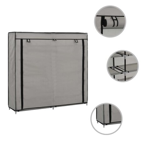 Schoenenkast met hoes 115x28x110 cm stof grijs 2