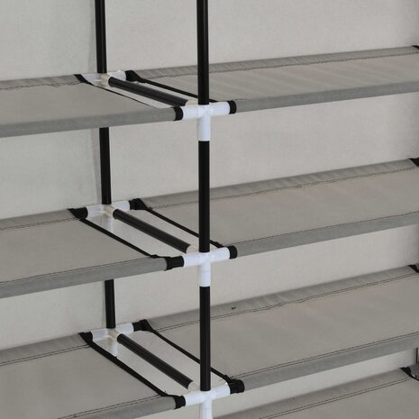 Schoenenkast met hoes 115x28x110 cm stof grijs 7