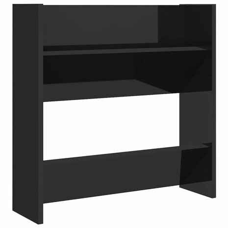 Wandschoenenkast 60x18x60 cm bewerkt hout hoogglans zwart 2
