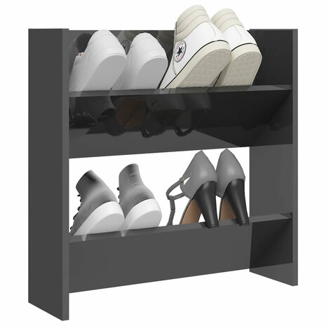 Wandschoenenkast 60x18x60 cm bewerkt hout hoogglans grijs 3