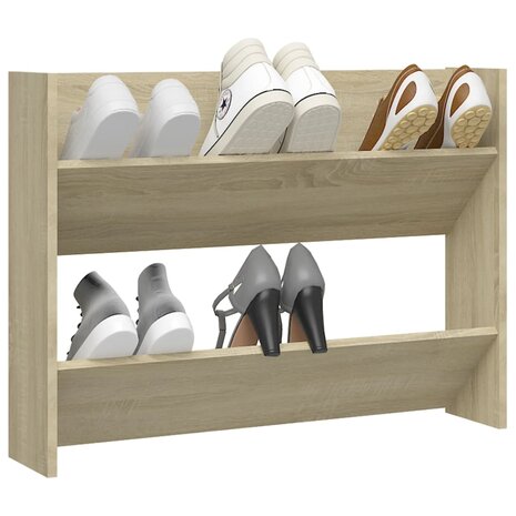 Wandschoenenkast 80x18x60 cm bewerkt hout sonoma eikenkleurig 3